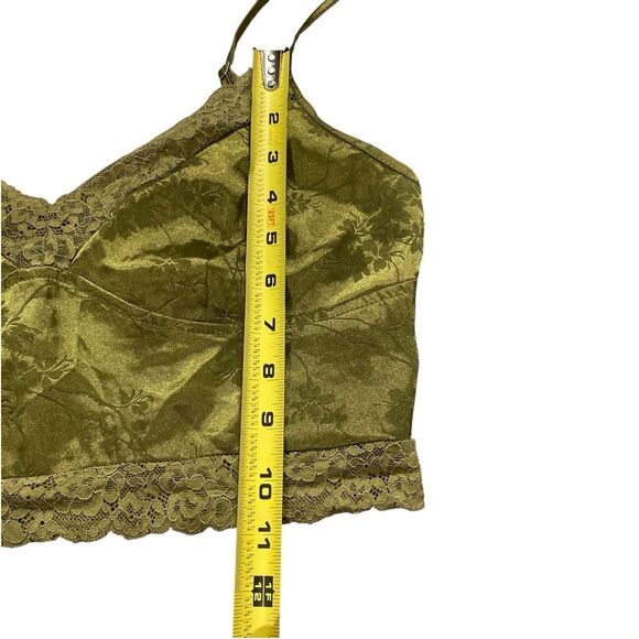 Boutique Women’s L Lace Trim Satin Camisole Tank Olive Green Y2K Style Cropped - Picture 7 of 7